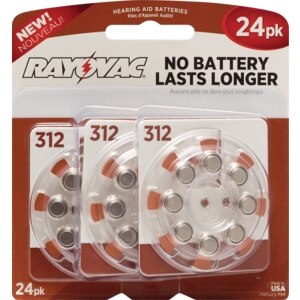 Rayovac World's Longest Lasting Mercury-Free Hearing Aid Batteries Size 312