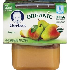 Gerber Organic Pears Snap On Lid, 2 Pack