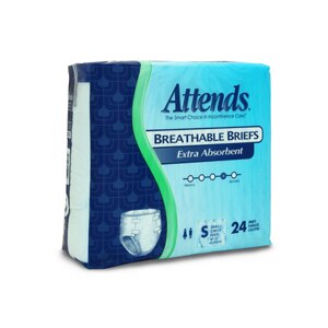 Attends Breathable Briefs with Tabs Extra Absorbent, Small (20-32 Inches) Case