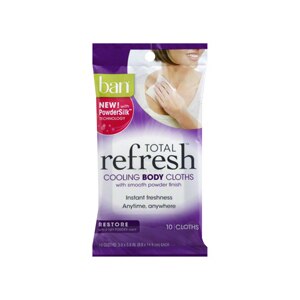 Ban Total Refresh Cooling Body Cloths with Smooth Powder Finish, Restore