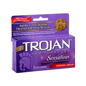 Trojan Her Pleasure Condoms Spermicidal Lubricant Latex