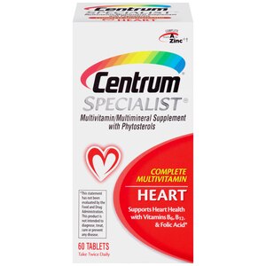 Centrum Specialist Multivitamin/Multimineral Supplement with Phytosterols Heart Tablets