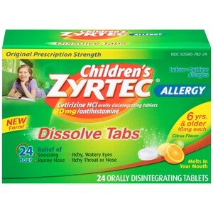 Zyrtec Children's Allergy 10mg Citrus Flavored Dissolve Tablets, 24ct