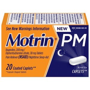 Motrin PM Pain Reliever/Nighttime Sleep-Aid Coated Caplets