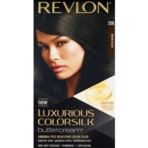 Revlon Luxurious Colorsilk Buttercream Permanent Hair Color, Brown Black 20N