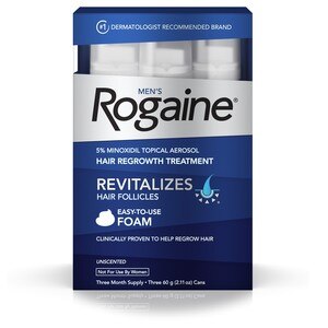 Rogaine Men's Easy-To-Use Foam Hair Regrowth Treatment, Unscented, 6 OZ