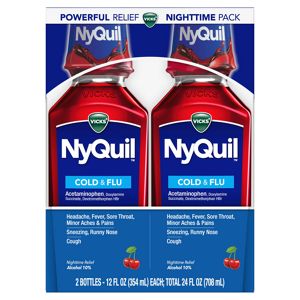 Vicks Nyquil Cold & Flu Liquid Cherry Twin Pack