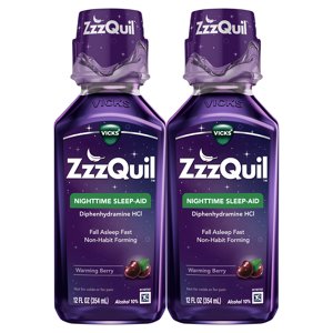 ZzzQuil Nighttime Sleep-Aid Liquid Warming Berry Flavor Twin Pack