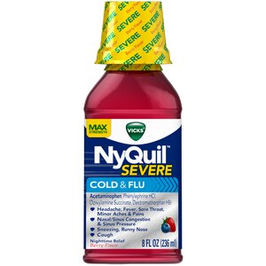 Vicks NyQuil Severe Cold & Flu Max Strength Nighttime Relief, Berry Flavor