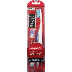 Colgate Optic White Toothbrush + Built-In Whitening Pen, Medium