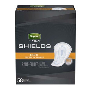 Depend Incontinence Shields for Men, Light Absorbency, 58CT