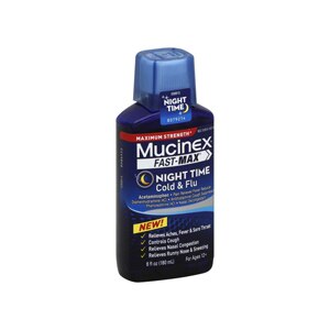 Mucinex Fast-Max Adult Nighttime Cold and Flu Liquid, 6 OZ