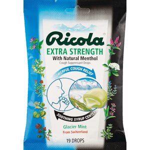 Riccola Cough Suppressant Extra Strength with Natural Menthol, Glacier Mint
