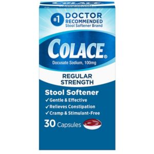 Colace Docusate Sodium Stool Softener Capsules 100 mg