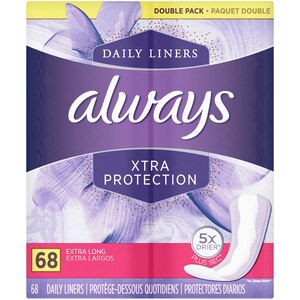 Always Driliners Pantiliners Extra Long Unscented For Sizes 14+