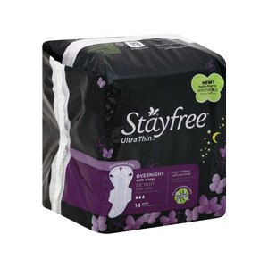 Stayfree Ultra Thin Pads, Overnight with Wings