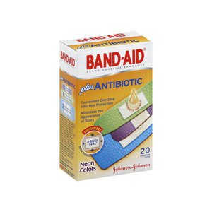 Band-Aid Adhesive Bandages Plus Antibiotic Assorted Neon Colors