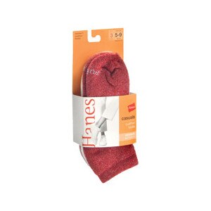 Hanes Cushion Footies Women's Size 5-9 Red Marl/White/Pink