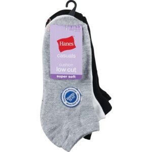 Hanes Cushion Footies Women's Size 5-9 Java/White/Camel