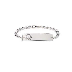 American Medical ID Bracelet Silver Classic Womens Bracelet 8