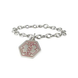 American Medical ID Bracelet Stainless Classic Charm Bracelet 8
