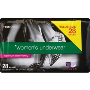 CVS Women's Underwear Maximum Absorbency X-Large (48-64 Inches) (2 PK of 24 EA/Total 48)