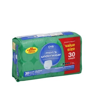 CVS Men's Underwear Maximum Absorbency Small/Medium (28-40 Inches)