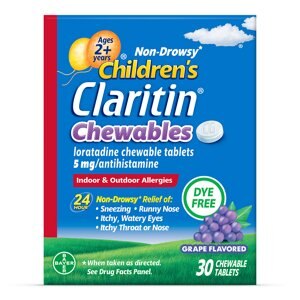 Children's Claritin Non-Drowsy Allergy Relief Chewable Tablets Grape Flavor, 30CT