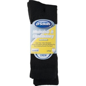 Dr. Scholl's Diabetes & Circulatory Crew Health Socks Black Large