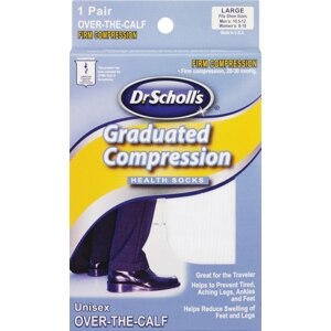 Dr. Scholl's Graduated Compression Over-the-Calf Health Socks White Large
