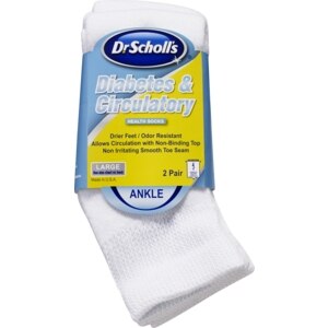Dr. Scholl's Diabetes & Circulatory Ankle Health Socks White Large