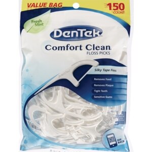 DenTek Comfort Clean Silky Tape Floss Picks Value Bag, Fresh Mint