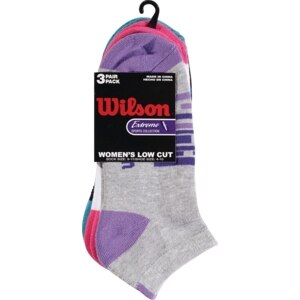 Wilson Women's Low Cut Socks Size 9-11, Grey & Purple