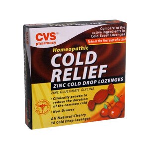 CVS Cold Relief Zinc Cold Drop Lozenges All Natural Cherry