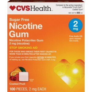 CVS Nicotine Gum 2 mg Fruit Coated