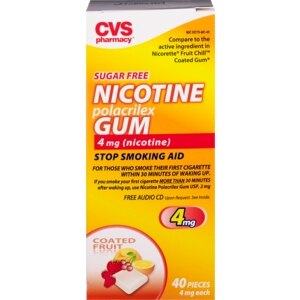 CVS Nicotine Gum Stop Smoking Aid 4 mg Fruit Coated Gum