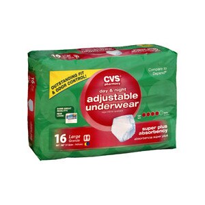 CVS Day & Night Adjustable Underwear Large Maximum Absorbency Case (Fits Waist 38