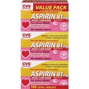 CVS Adult Low Dose Aspirin 81 Mg Chewable Tablets Cherry