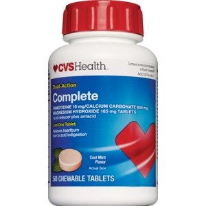 CVS Dual Action Complete Acid Reducer plus Antacid Tablets Cool Mint