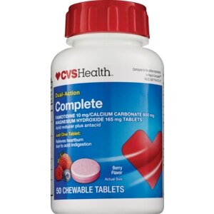 CVS Dual Action Complete Acid Reducer plus Antacid Tablets Berry