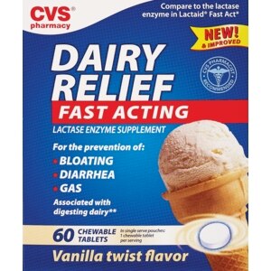 CVS Fast Acting Dairy Relief Chewable Tablets Vanilla Twist Flavor