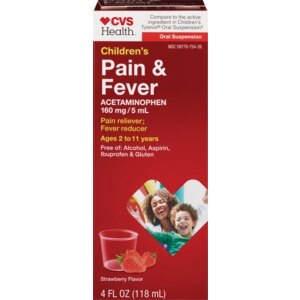 CVS Children's Pain & Fever Suspension Liquid Strawberry Flavor