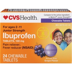 CVS Junior Strength Ibuprofen 100 mg Tablets Grape