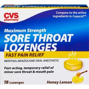 CVS Maximum Strength Sore Throat Lozenges Honey Lemon