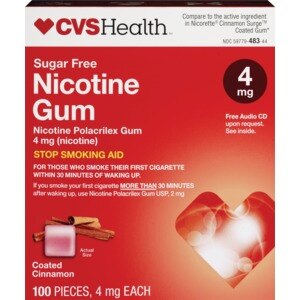 CVS Sugar Free Nicotine Polacrilex Gum 4 mg Coated Cinnamon
