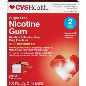 CVS Sugar Free Nicotine Polacrilex Gum 2 mg Coated Cinnamon