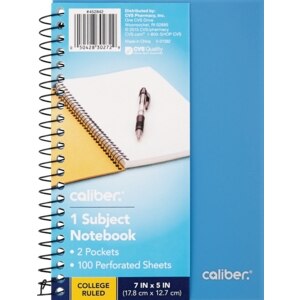 Caliber 1 Subject Notebook College Ruled 100 Sheets 7x5 Inch