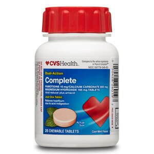 CVS Dual Action Complete Acid Reducer Plus Antacid Tablets Cool Mint
