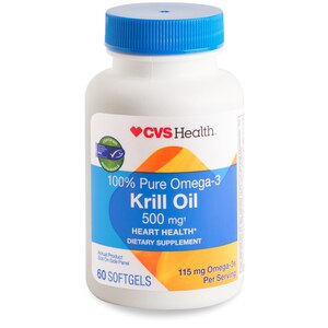CVS Health Extra Strength 100% Pure Omega-3 Krill Oil Softgels 500mg, 60CT