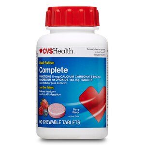 CVS Dual Action Complete Acid Reducer plus Antacid Tablets Berry